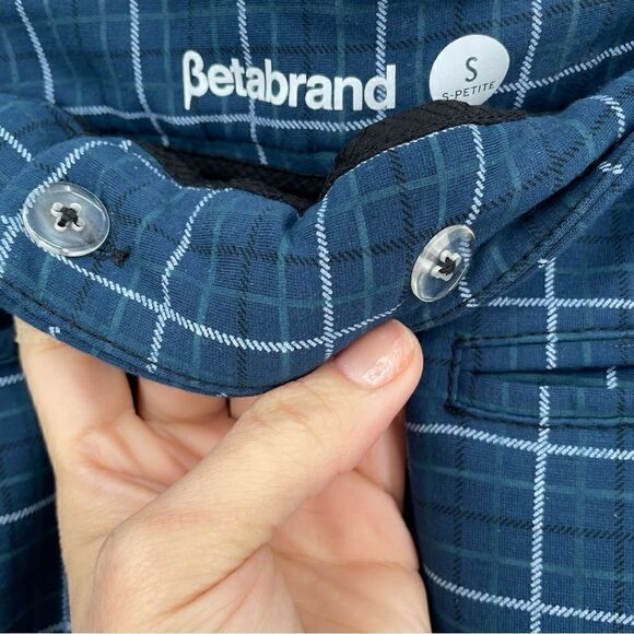Betabrand Plaid Zip Up Button Closure W Pockets Career Stretch Pant Small Petite - Picture 4 of 8